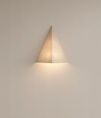 Modern Triangular Fabric Wall Lamp with Soft Lighting Mounted on Light Colored Wall 3d model