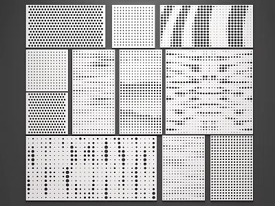 White Decorative Wall Panels With Various Perforated Grid Hole Patterns 3d model