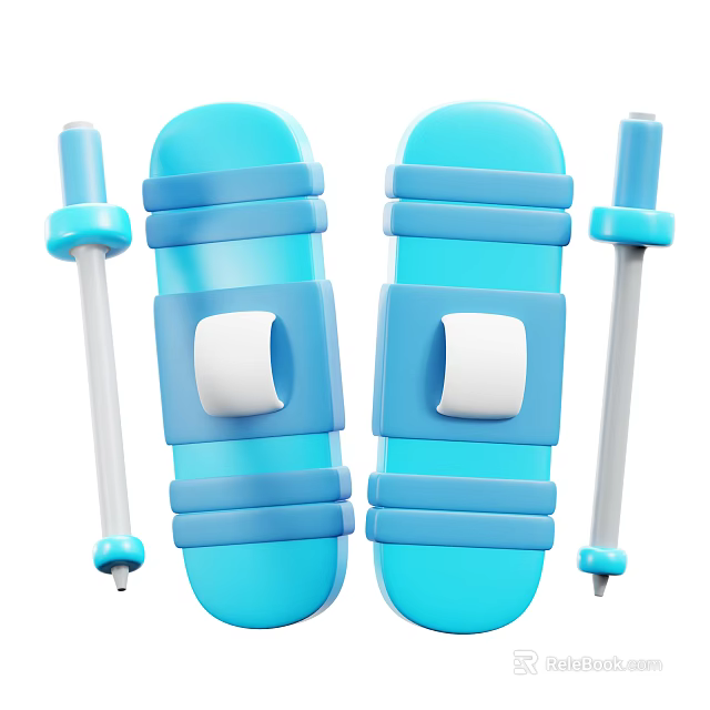 Blue Sports Equipment With Protective Leg Gear And Training Poles For Fitness Training 3d model 