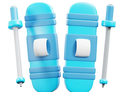 Blue Sports Equipment With Protective Leg Gear And Training Poles For Fitness Training 3d model