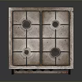 Vintage Gas Stove Kitchen Appliance With Worn Out Design Multiple Burners And Knobs