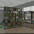 Modern Indoor Green Plant Display With Multi Tier Black Metal Wooden Shelf Unit