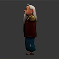 Cartoon Elderly Man Character With Long White Beard Red Yellow Coat Blue Pants Outstretched Arms