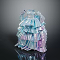 Elegant Stylish Ruffled Dress With Blue Purple Gradient Layered Ruffle Design