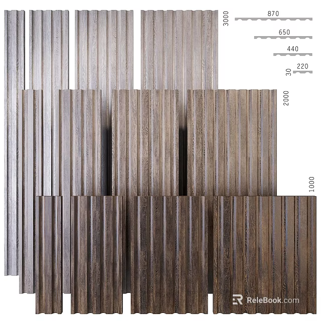 Modern Wooden Vertical Slats Wall Decor With Decorative Panels And Stylish Design 3d model 