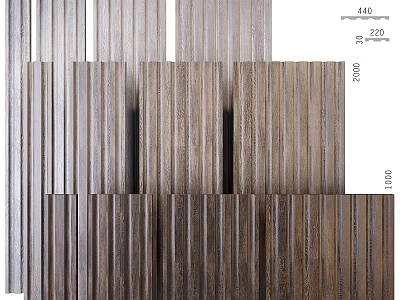 Modern Wooden Vertical Slats Wall Decor With Decorative Panels And Stylish Design 3d model