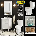 White Bathroom Vanity Cabinet With Mirror Toilet Towel And Accessories