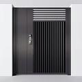 Modern Black Entrance Door With Vertical Slats And Top Horizontal Slats