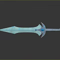 Crystal Blue Sword With White Hilt And Decorative Blue Accents