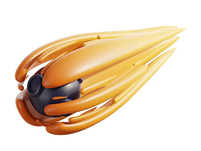 Modern Decorative Ornament Set with Orange Streamlined Design and Black Center 3d model