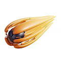 Modern Decorative Ornament Set with Orange Streamlined Design and Black Center