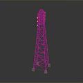 Red Steel Communication Tower With Frame Structure And Stable Base Design 3d model