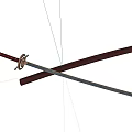 Traditional Japanese Sword With Crossed Blade Scabbard Wooden Handle And Metal Ornament