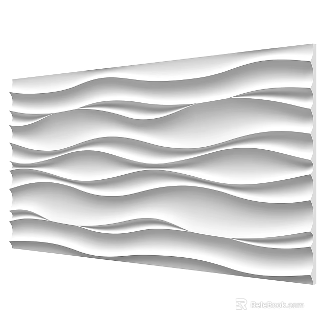White Wavy 3D Textured Wall Interior Design Featuring Modern Decorative Panels 3d model