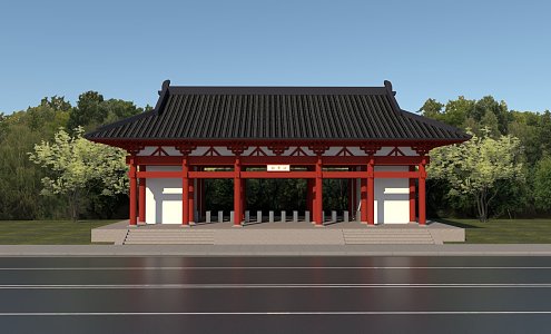 Scenic entrance ticket gate 3d model