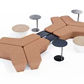 Modern public chair sofa coffee table combination 3d model