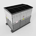 Industrial Electrical Equipment With Metal Enclosure Ventilation Slots Caution Labels And Warning Signs