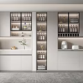 Modern Wine Cabinet With Glass Display Doors And Integrated Lighting For Wine Bottles And Glassware