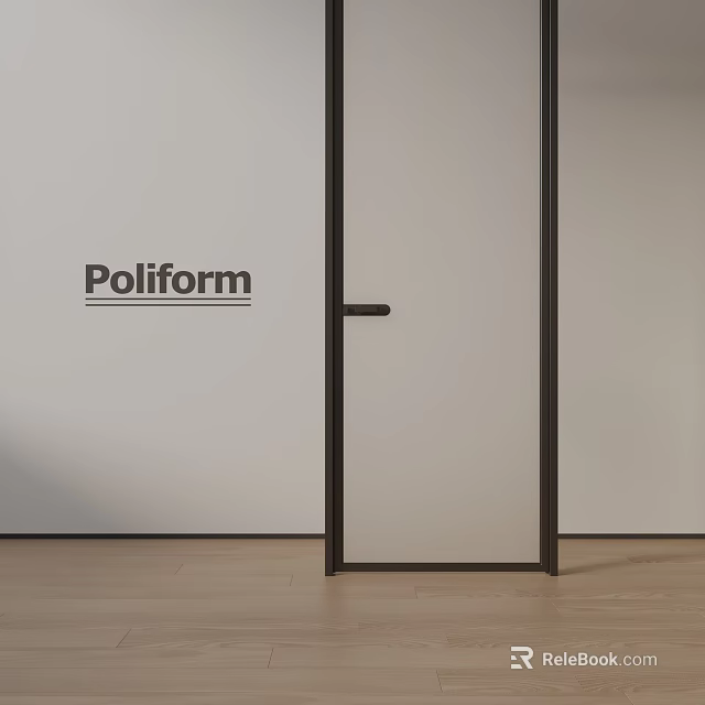 Poliform Modern Hinged Door With Glass Panel And Black Frame Design 3d model