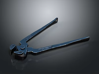 Industrial Metal Pliers With Long Handles And Shiny Surface On Black Background 3d model