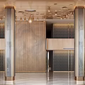 Modern Luxurious Hotel Lobby Interior Design With Marble Columns And Chandeliers
