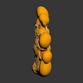 3D Rendered Organ Tissue Structure With Yellow Spheres And Honeycomb Like Design On Dark Background