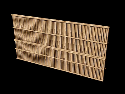 Natural Bamboo Slatted Partition For Modern Indoor Outdoor Space 3d model