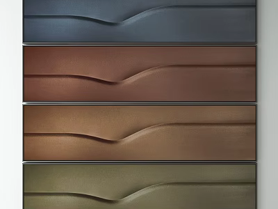 Multicolored Wavy Textured Wall Panels With Layered Curved Design For Interior 3d model