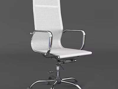 White Mesh Back Office Chair With Ergonomic Armrests Adjustable Height And Metal Frame 3d model