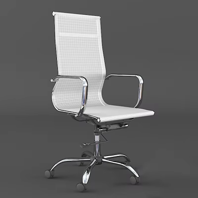 White Mesh Back Office Chair With Ergonomic Armrests Adjustable Height And Metal Frame 3d model
