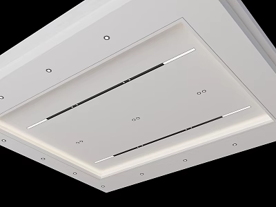 Modern Ceiling Design With Recessed Lighting And Linear Strip Lights 3d model