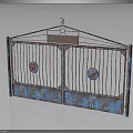 Rustic Iron Garden Gate With Blue Patina Star Decorations Double Doors And Number 2