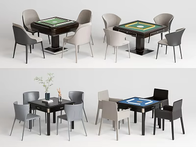 Modern Game Table Design With Green Blue Tabletop And Gray Beige Black Chairs 3d model