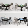 Modern Game Table Design With Green Blue Tabletop And Gray Beige Black Chairs