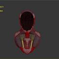 Mechanical Sci Fi Character With Red Black Armor Torso And Circular Eye