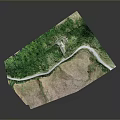 3D Terrain Model Featuring Green Vegetation White Path And Varied Landforms