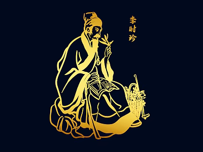 Ancient Celebrity Li Shizhen Hua Tuo Famous Doctor Chinese Medicine Famous Chinese Medicine Culture Portrait Silhouette Line Draft Wall Decoration 3d model