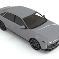 Sleek Gray Modern Sedan With Streamlined Body Front Grille And Alloy Wheels