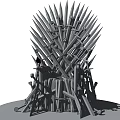 Outdoor Chair With Sword Designed Metal Construction Unique Throne Style Decorative Garden Furniture