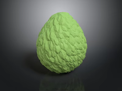 Green Textured Biological Fruit With Detailed Surface Structure And Organic Shape 3d model