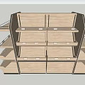 Modern Wooden Display Shelves With Multiple Layers For Retail Store Showcase 3d model