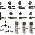 Door Lock Split Lock Door Handle Door Handle Lock Hardware 3d model