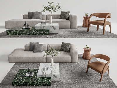 Modern sofa coffee table combination model