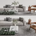 Modern sofa coffee table combination 3d model
