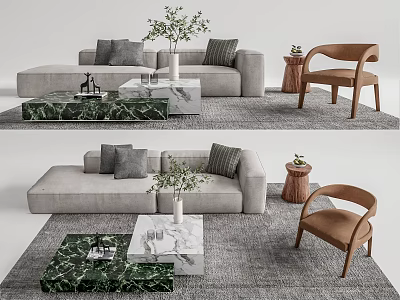 Modern sofa coffee table combination 3d model