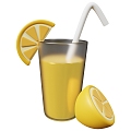 Modern Drink Lemon Juice Cartoon Drink 3d model