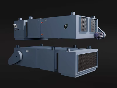 Large Gray Industrial Equipment With Modular Structure Ventilation Grilles And Control Interface 3d model