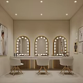 Elegant Modern Retail Store Interior With Arched Doorways Pendant Lights And Display Tables