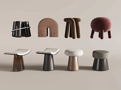 Unique Sofa Stools With Various Designs And Assorted Colors For Modern Spaces 3d model