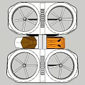 Manned Flying Vehicle With White Body Four Propellers And Orange Seat